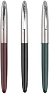 Gold Leaf Hero Pen 329 Original Fountain Pen Iridium Tipped Fine Nib Silver Cap Set Of 3 Fountain Pen