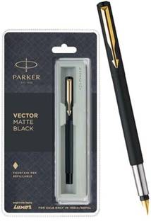 PARKER Vector Matte Black, Gold Trim With Gold Finish Nib Fountain Pen
