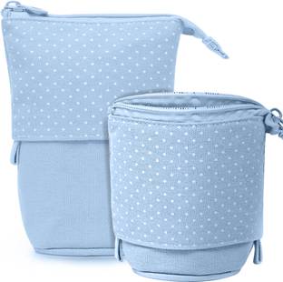 STORITE Korean Boba Pop Large Capacity Pencil Pen Pouch with Zipper Canvas Standing Pencil Case For Girls & Boys Art Canvas Pencil Box