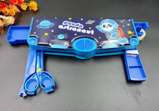 PEACORA 6 button pencil compass Magnetic Pencil Case with Sharpener Panda Astronaut Pencil Box 4 button with accessories Art Plastic Pencil Box