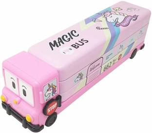 RPC99 Cartoon Bus Cartoon, Unicorn Art Metal Pencil Boxes