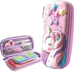 JELLIFY 3D Case Stationery , Cosmetic Zip Pouch Bag For Girls Unicorn Art EVA Pencil Box