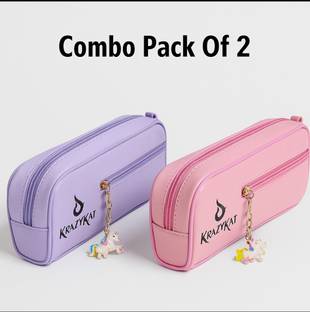 Asmirahcreation (Combo of 02) krazy pencil case for school students for organizing stationeries Printed Art Artificial Leather Pencil Boxes