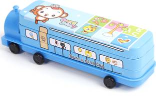 Spiaty School Bus Theam Pencil Box Cartoon Art Metal Pencil Box