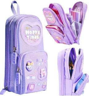 Mira Farmcraft Kawaii Cute Pencil Case Pouch Stationary Organizer Large Capacity for Schoolkids Cartoon Art Polyester Pencil Box