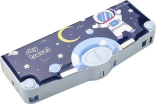 EDENGLOW SPACEMAN ASTRONAUT THEME MULTI LAYER MULTIPLE BUTTONS PLASTIC COMPASS BOX Art Plastic Pencil Box