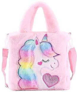 Neel Lunch Holder Tote Bag for Woman Girls Shopping Bag,Lunch Bag for Office,Tiffin Bag Unicorn Theme Fur Lunch Bag for Girls with Handle and Sling Shopping Bag Art Canvas Pencil Box
