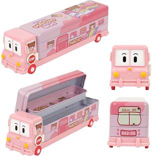 NITYA ENTERPRISE Pink Bus Compass 2 Art Metal Pencil Box