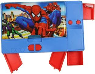 MAAVAISHNO Spiderman Jumbo Pencil Box/Laptop Pencil Case For Boys & Kids Avenger Theme Big Size Cartoon Print Geometry Box With Multi Compartment Art Plastic Pencil Box