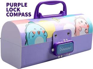 JOY MAKER Password lock compass dinosaur Art Plastic Pencil Box