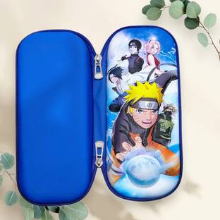 LIOGLOBAL 7D Pencil Case Set Zipper Pouch with Inner Compartment & Pencil Holder Naruto Print Large Capacity Pencil Case Art EVA Pencil Box