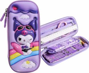 Adoere 3D Cover EVA Kuromi Design, Large Capacity Pencil box Case Compass 3D Kuromi Art EVA Pencil Box