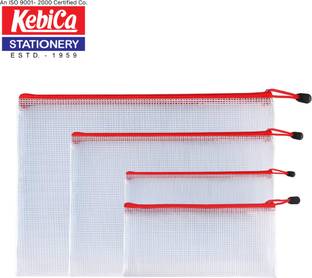 Kebica Multipurpose Waterproof Zipper Pouches Document Holder A3,A4,A5,A6 Net Zipper Pouch Art Plastic Pencil Boxes