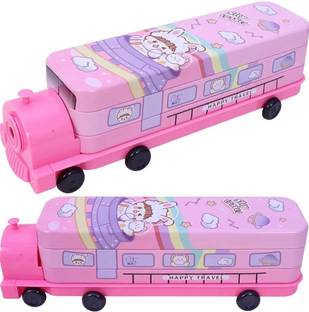 Mira Farmcraft Train Shaped Double Layers Stationery Metal Pencil Sharpener Box Girl Kids 3D Cartoon Art Metal Pencil Box