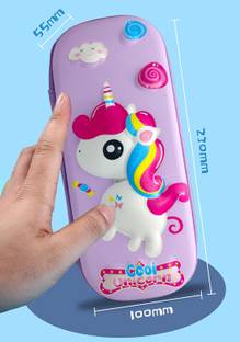 Vaniha 3D Cool Unicorn Embossed Pencil Case with Compartments Art EVA Pencil Box