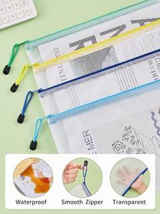 Kebica Multipurpose Waterproof Zipper Pouches Document Holder/Pen Pencil A4-5PC