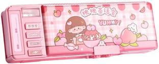 radhey preet Trendy Pretty & Cute Girl Print Multi Compartment Button Operated Password Protected Compass Box For Kids, Price For 1Pc | RP1109 Art Plastic Pencil Box