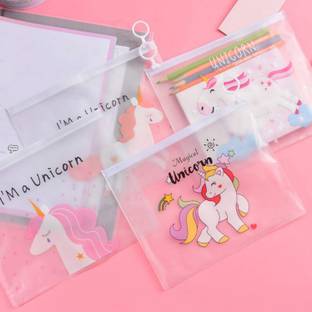 ShubhKraft Unicorn Animal Art Plastic Pencil Box Pouches for school stationary item birthday return gits for kids, Pack of 6 Unicorn Art Plastic Pencil Boxes