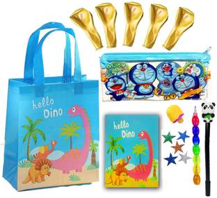 TITIRANGI Birthday Gift Carton Print Stationery Gift Set for girls Party Favor Return Gift Set for Kids School Pencil Pouch with Diary Bag All 13pcs Return Gift for Boys Art EVA Pencil Box