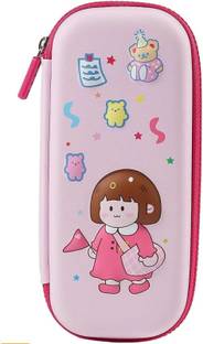 JOY MAKER SCHOOL GIRL HARDTOP EVA PEN PENCIL STATIONERY MULTIPURPOSE UTILITY POUCH EMBOSSED Art Plastic Pencil Box
