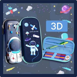 Adoere 3D Space Astronaut Theme Case Stationary Organizer Box For School Classes Imported Heavy Quality Made Ideal For Boys & Girls Art EVA Pencil Box