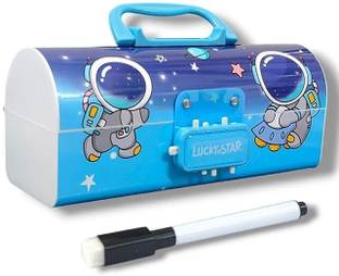 Adoere Password pencil box- Dream It Possible Universe Double Layer Stationery BOX Organizer Art Plastic Pencil Box