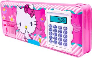 CDT Hello kitty Calculator Art Plastic Pencil Box HelloKitty for Kids Pencil box will intereset your child, Magnetic, A Jombo Pencil Box, (set of 1 , Pink) Art Plastic Pencil Box