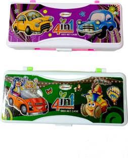 Romance 4in1 Big Extra Storage And Integrated Sharpener And Eraser Extra large Big space Art Plastic Pencil Boxes