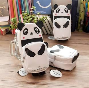HAPPY SHOPPING STORE Premium Quality The Surface is Made of PU Leather Water and Dirt Resistance Wipe it Clean Panda Pouch Art Pure Leather Pencil Box