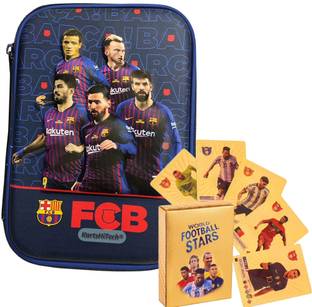 KartsHiTech KartsHiTech® Football FCB Pencil Pouch & 55 Gold Playing Football Cards Art EVA Pencil Box