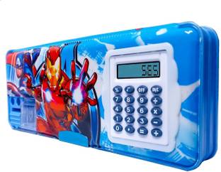 CDT Stationery Pencil Box with Calculator, & Dual Sharpener, for Kids for School, SpiderMan Art Plastic Pencil Box