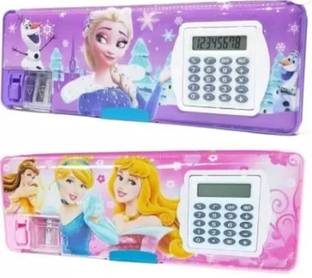 Urban Festivities Calculator Pencil Box Combo Angel Multipurpose Pencil Case for Girls Frozen Art Plastic Pencil Boxes