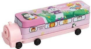 Royal krafts School Bus/Train Metal Pencil Box For Kids Snowman Art Plastic Pencil Box