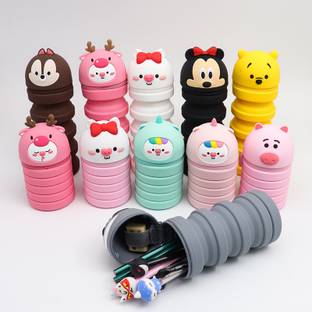 क्यूनेक्स केयर Primary School Student Cartoon Pencil Stationery Box फोल्डिंग डिकम्प्रेशन सिलिकॉन आर्ट Polyester पेंसिल बॉक्स