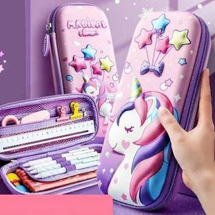 Akvanar 1Pc 3D Pencil Case, Large Capacity Pencil Pouch Bag for Boys & Girls Students Geometry Box
