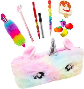 cutetoys Stationery combo pencil pouch art polyester pencil box(set of 7) stationery combo Art Polyester Pencil Box