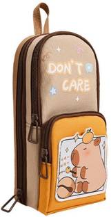 BVM Three Layer Canvas Cute Aesthetic Pencil Case Pencil Pouch Creamy Bear Art Canvas Pencil Box