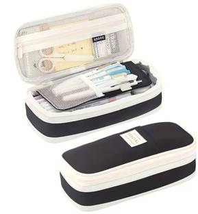radhey preet Twill Fabric Pencil Case, Double-Layer Canvas Pencil Pouch with Zipper, Large Capacity Desk Organizer for College Students, Adults, Men & Women, RP1304-50 Art Polyester Pencil Box
