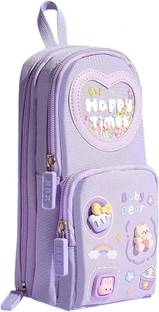 Devdhan Pencil Pouch 3 Compartment Pencil Case Stationary, Classes Imported Heavy Quality Pouch Art Polyester Pencil Box