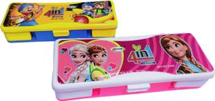 Romance 4in1 Medium Extra Storage And Integrated Sharpener And Eraser Extra large Big space Art Plastic Pencil Boxes