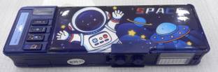 radhey preet Astronaut, Universe Print Multi Compartment Button Operated Password Protected Compass Box For Kids, Price For 1Pc | RP678 Art Plastic Pencil Box