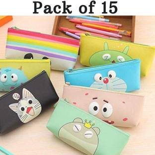 ShubhKraft Soft Silicon School Pencil Pouch Stationary Case Box | Design Smiley Batch attached Art EVA Pencil Boxes