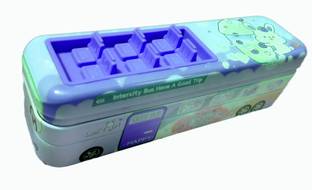 TECHNOCHITRA Open Bus Pencil Case Dual Space Art Metal Pencil Box
