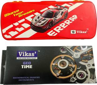 Vikas Geo Time + Racer Series Red Race Car Edition Art Plastic Pencil Boxes