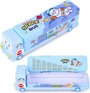 fastgear space Bus blue beautiful colour, moving tyer, use it as pencilbox and toy, Pencil Box Geometry Box