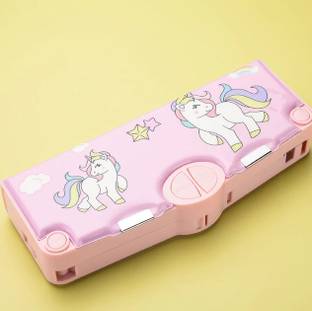 WECAN FASHION TRENDING FLIPKART RECOMMENDED HEAVY QUALITY MADE IDEAL FOR GIRLS STATIONERY MAGICAL UNICORN THEME MULTI LAYER MULTIPLE BUTTONS METAL COMPASS BOX Art Metal Pencil Box