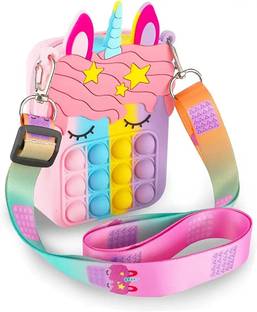 Neel 1Pcs_Unicorn Pop it Sling Bag - Crossbody Bag for Kids, Pop it Purse for Girls Stress Relief Toys Pop It Bag for Girls, Fidget Purse for Kids Art Canvas Pencil Box
