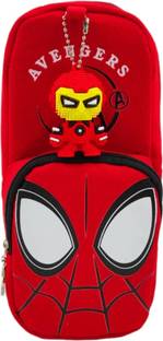 AJSTRUGGLE Spiderman Pencil Pouch for kids geometry Pouch for boys with stationery organizer Art Artificial Leather Pencil Box