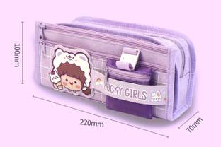 PLENYLOON Lucky Girl large holding capacity pouch kids, school & college students, with mini pocket Art Polyester Pencil Box