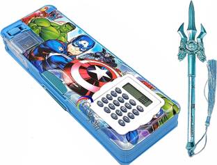 TECHNOCHITRA Super Compass Box with calculator and Sword Shape pen Art Plastic Pencil Box